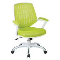 OSP Home Furnishings CLVA26-W6 Calvin Office Chair With White Frame and Mesh Fabric With Arms in Green